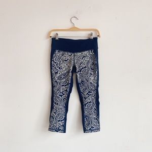 J. Crew x New Balance Navy Paisley Cropped Leggings Size S XS